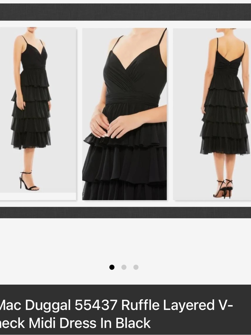 Black Layered Spaghetti-Strap Dress MAC Duggal IEENA 8 NWT - Picture 4 of 6